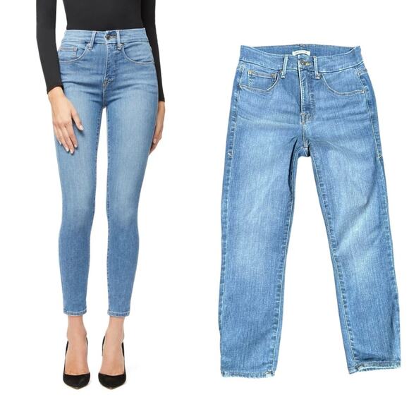Good American Jeans Good Legs Crop Ankle Jeans Scandi Blue268 Light Wash - Picture 1 of 9